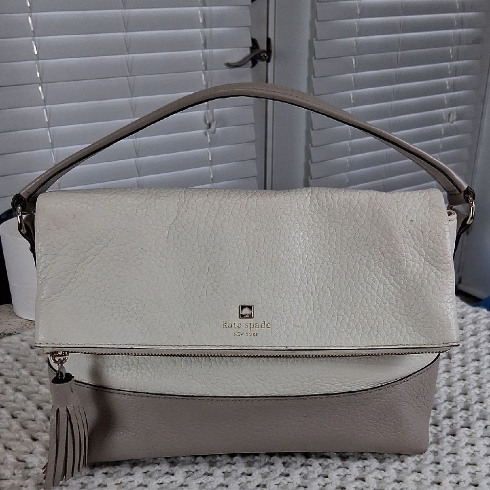 Kate Spade White and Tan Leather Handbag
